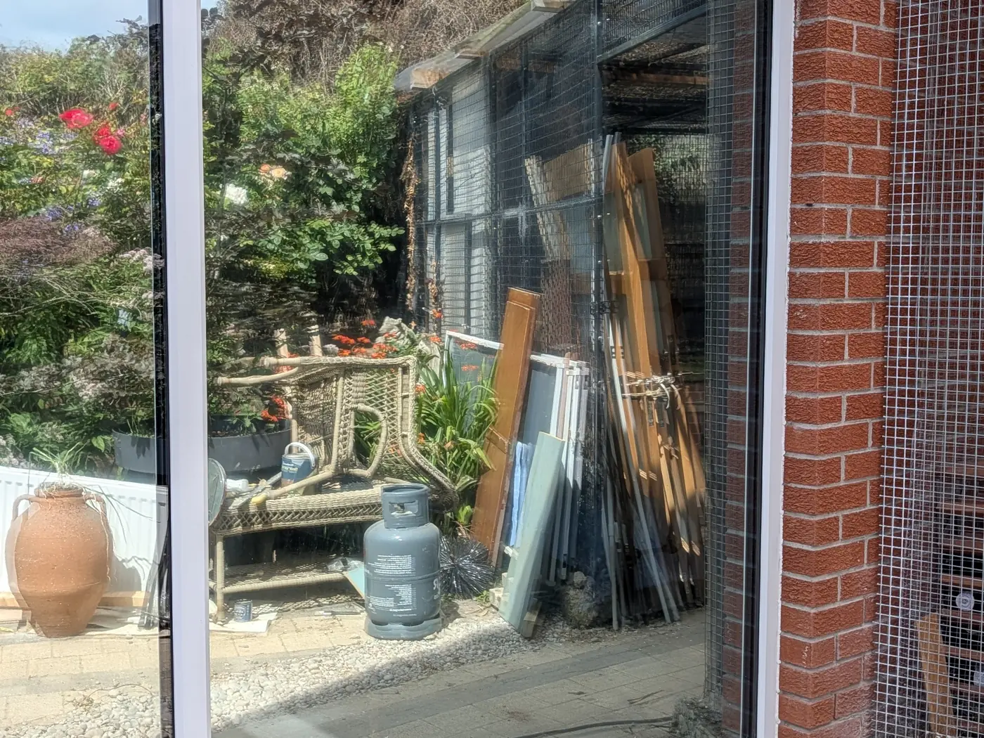 Patio door, one-way privacy film after window film installation