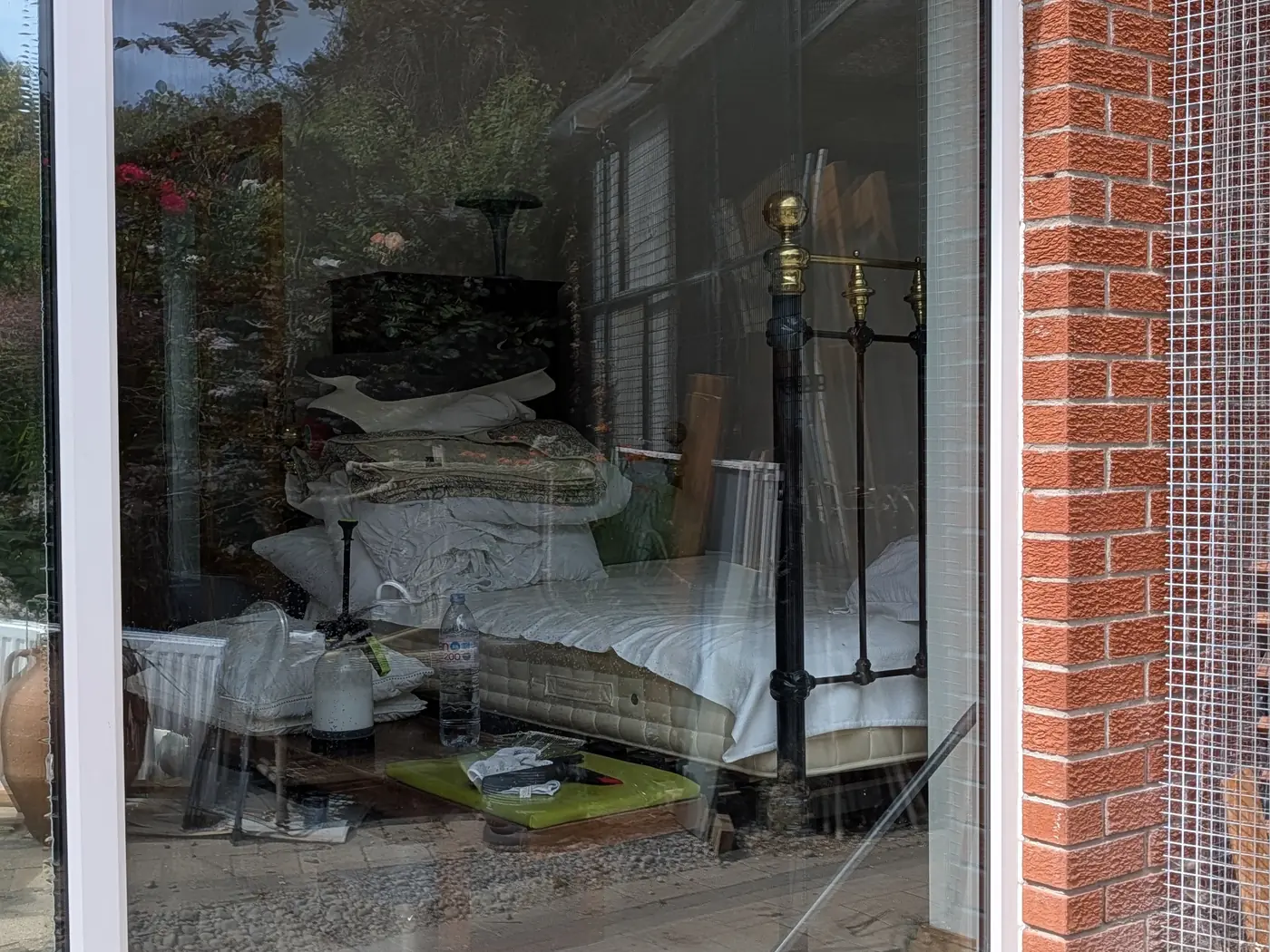 Patio door, one-way privacy film before window film installation