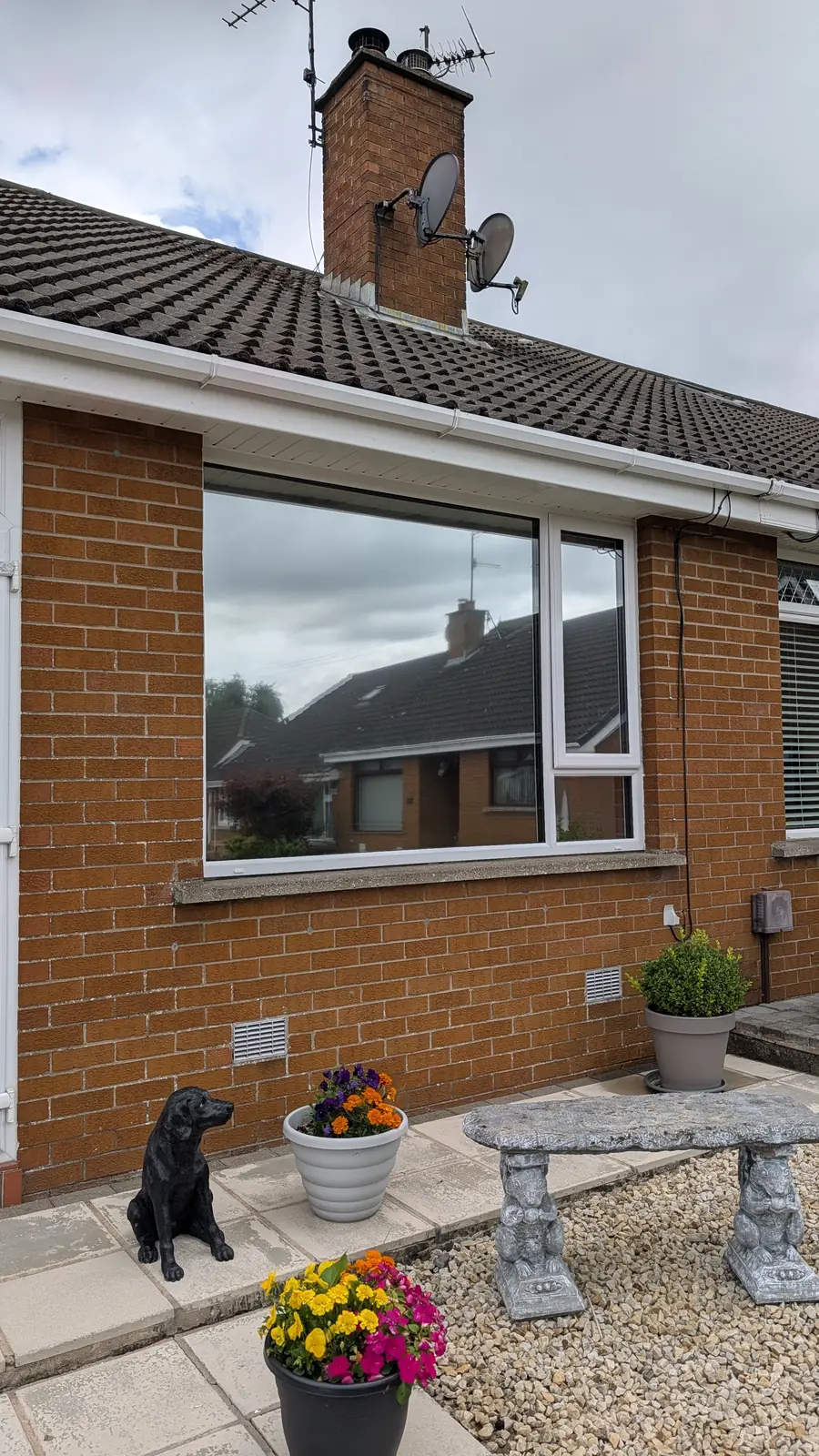 Bungalow window with privacy film